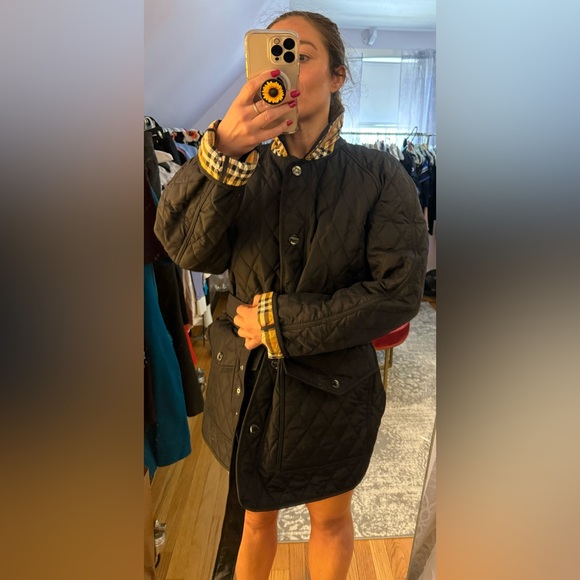 Burberry Winter Coat Black with pattern inside and belt size XL new with tags - Picture 3 of 15